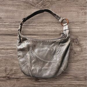 J. Jill Brown Soft Glove Leather Hobo Slouchy Shoulder Bag with Zip Top *Flaw